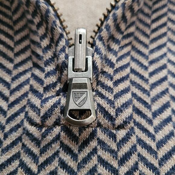 Cremieux Mens Brown Herringbone 1/4 Zip Reversible Pullover Sweater Size 2XL - Picture 8 of 10